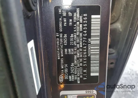 2015 Kia Optima Ex from USA, damaged, VIN 5XXGN4A77FG436368